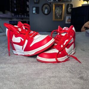 Nike Kids Slam Dunk Hightops- Red and White